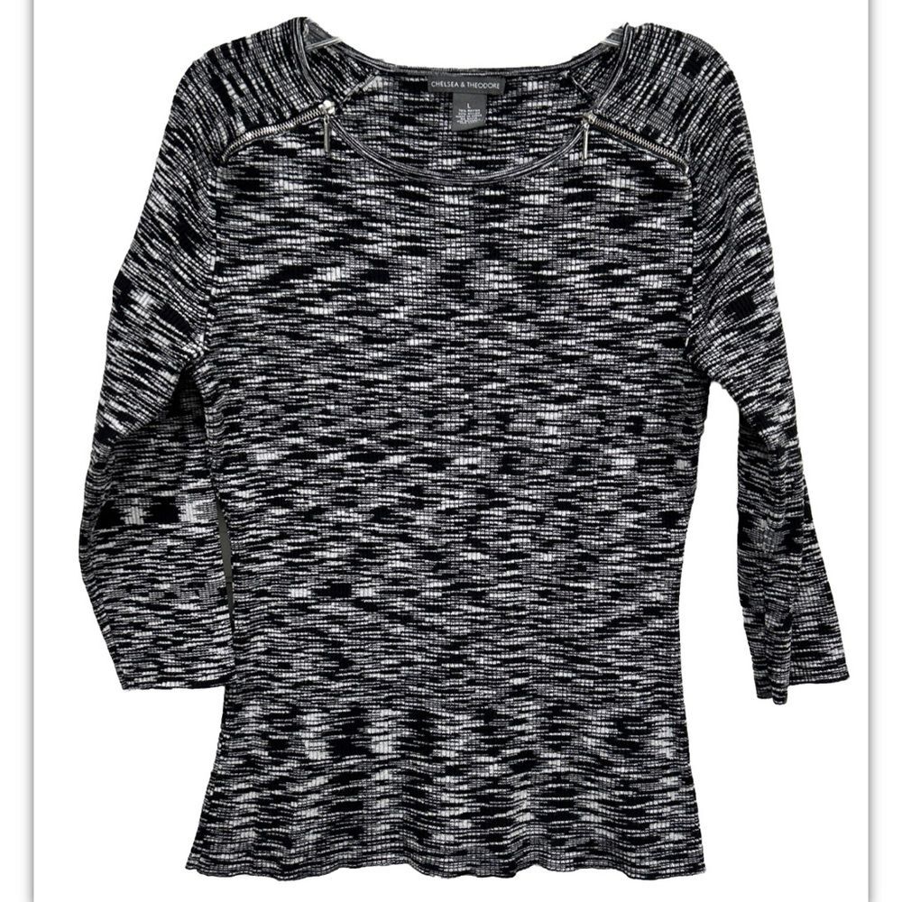 Chelsea & Theodore Black/White Top - L - EUC